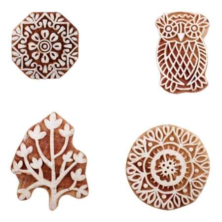 Set of 4 Piece New Mix Wooden Printing Block